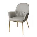 Gfancy Fixtures 34 in. Mod Gray Faux Leather & Accent Chair, Gold GF3100589